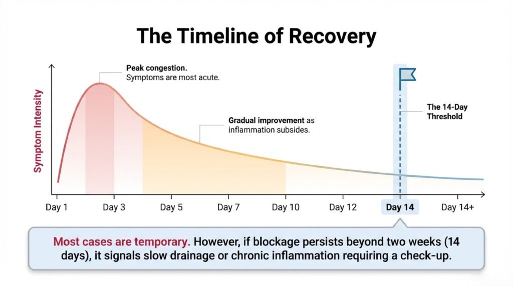 How Long Do Blocked Ears Last During a Cold? An estimate of recovery time