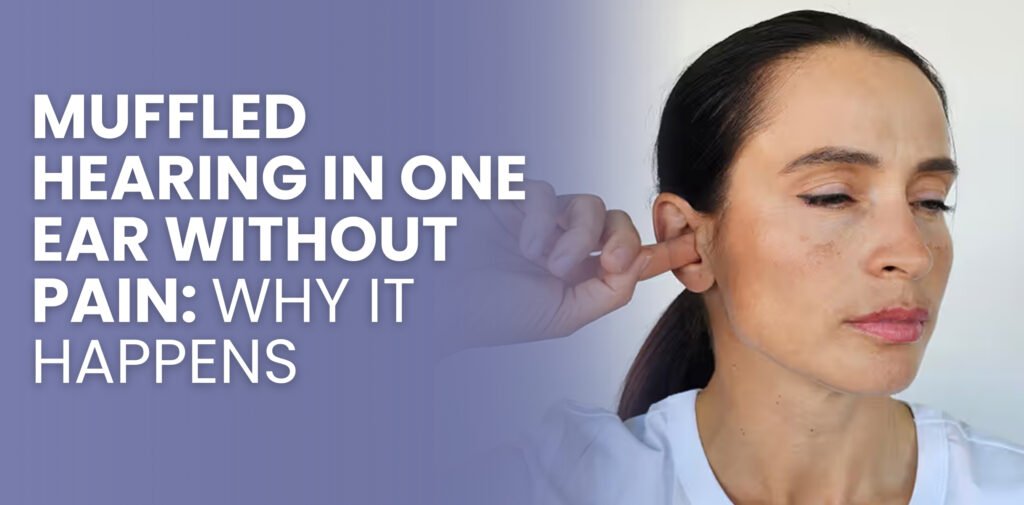 Blog thumbnail image with text - Muffled Hearing in One Ear Without Pain: Why It Happens